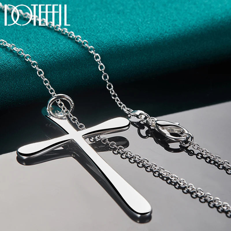 Sterling Silver Long Cross Necklace