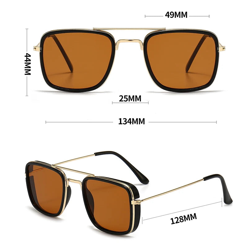 Retro Metal Square Sunglasses