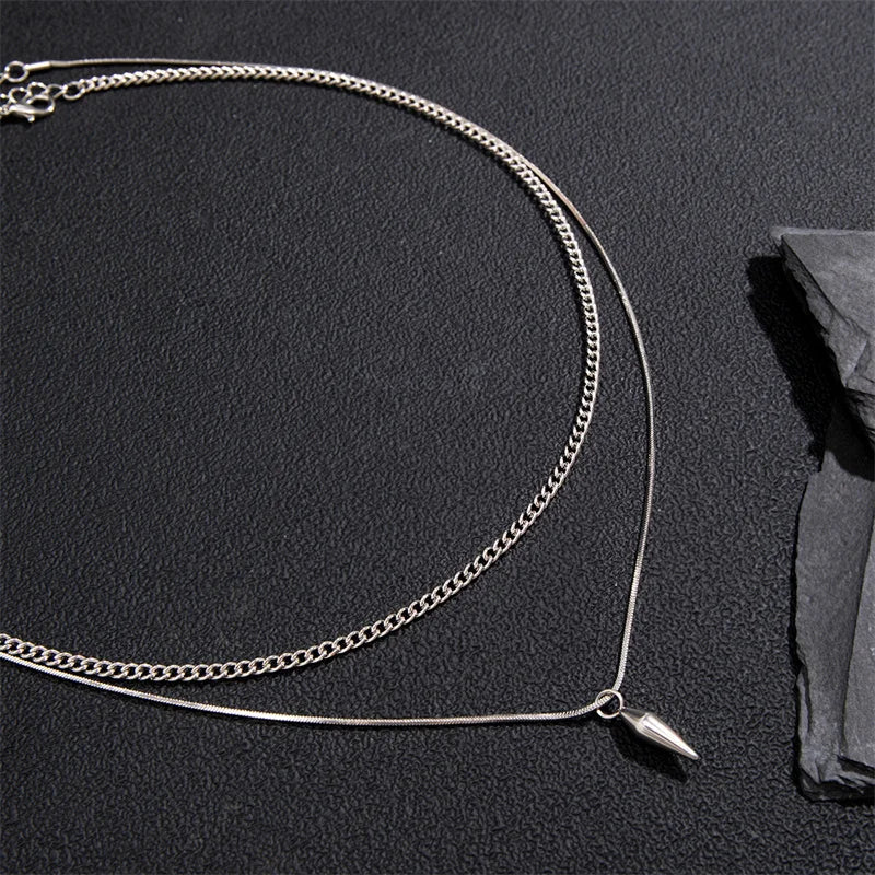 Stainless Steel Metal Thin Snake Chain Necklace