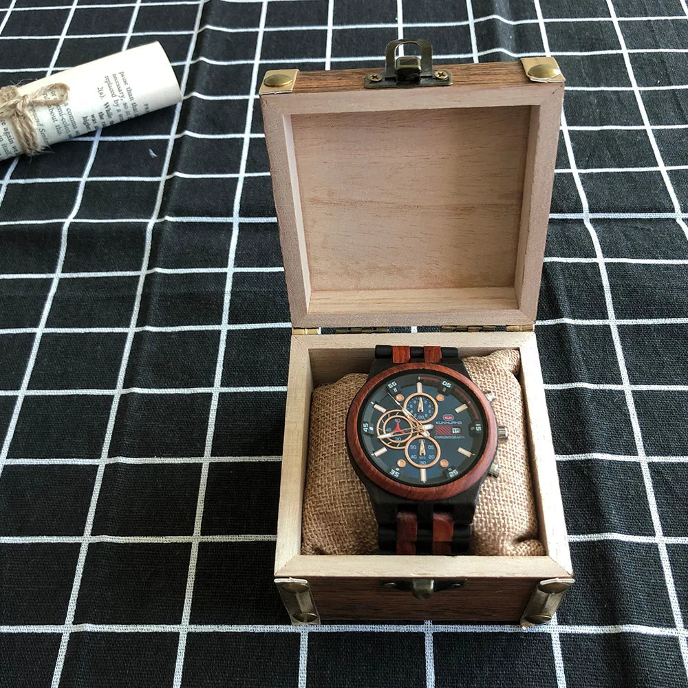 Luxury Luminous Wooden Quartz Watch for Men