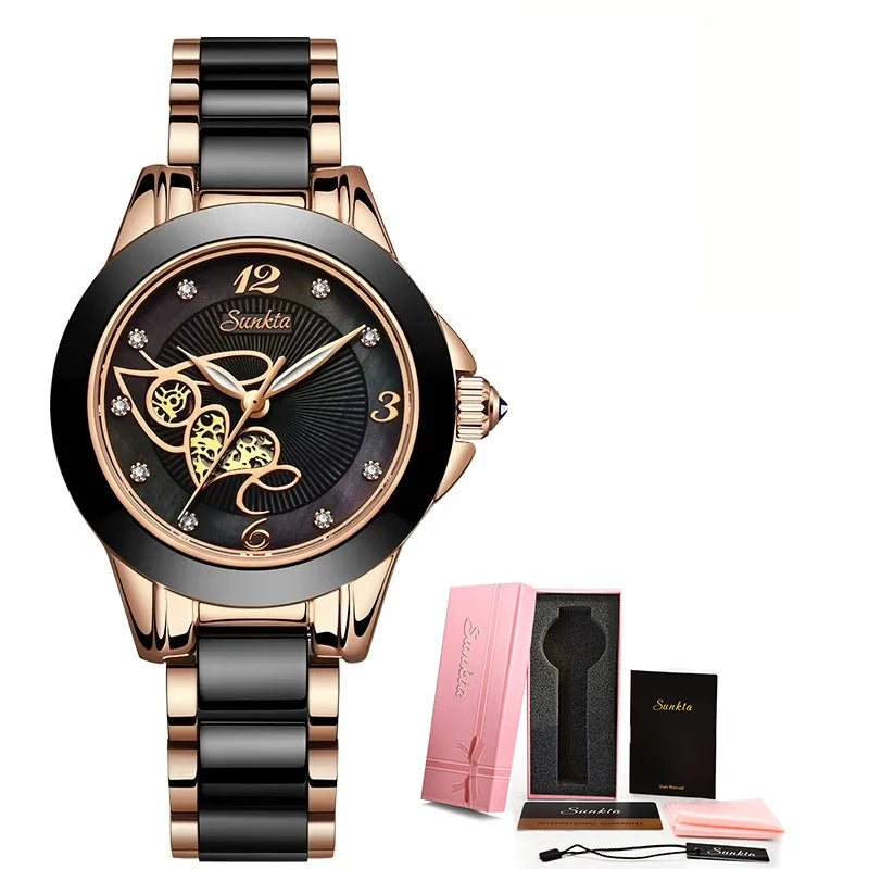 Women's Black Ceramic Diamond Watch