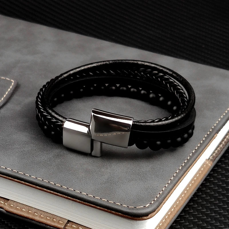 tone Multi-Layer Leather Bracelet