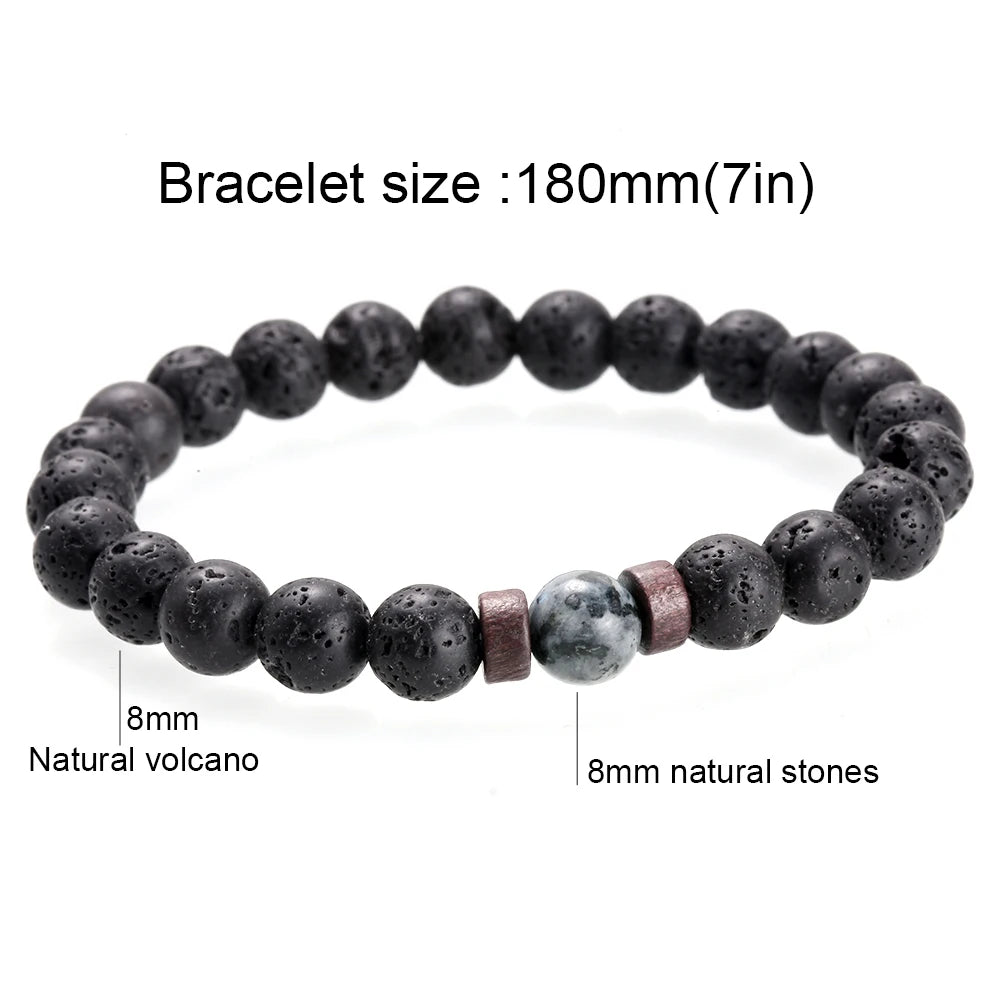 Natural Moonstone & Lava Stone Buddha Bracelet for Men