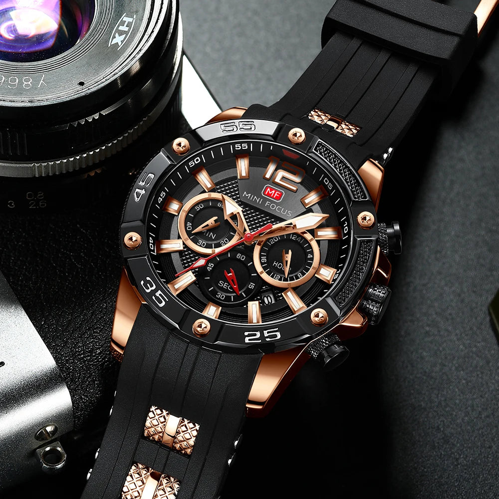 Sport Men Watches Top Brand Luxury Quartz Wristwatch Reloj Hombre Montre Homme Relogio Masculino Waterproof Black Silicone Strap