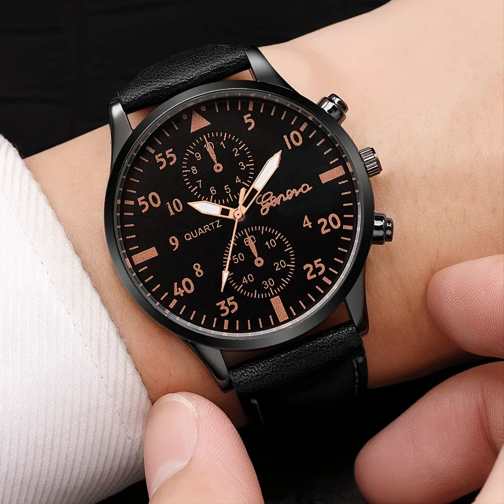 Men's Luxury Leather Quartz Watch Gift