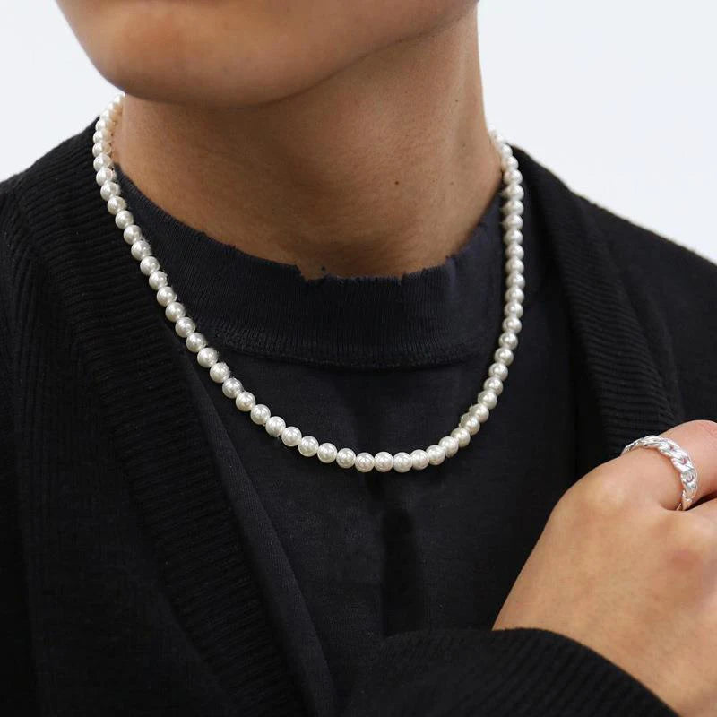 Imitation-Pearl Beaded Short Choker Necklace