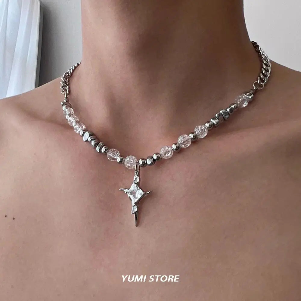 Hip Hop Imitation Pearl Cross Necklace