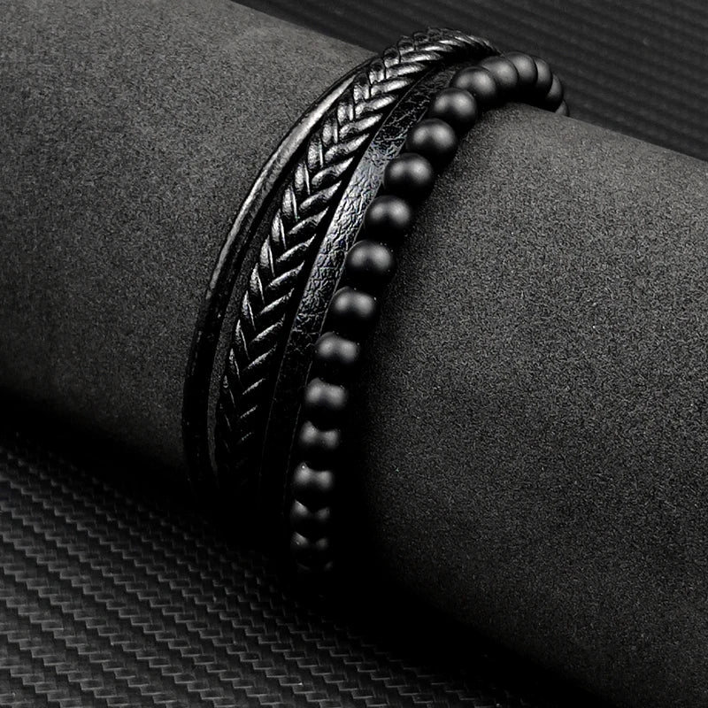 tone Multi-Layer Leather Bracelet