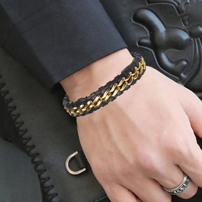 Genuine Leather Chain Bracelet