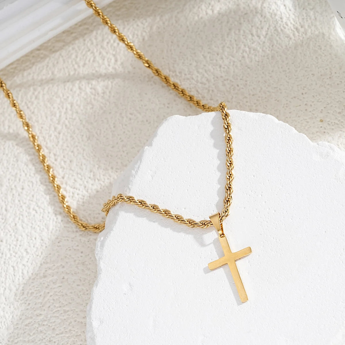 Minimalist Gold Cross Pendant Necklace