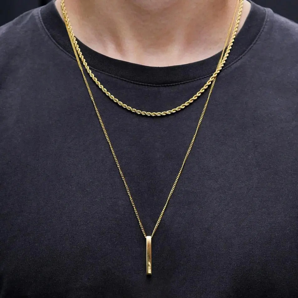 Men Vnox 3D Vertical Bar Necklaces