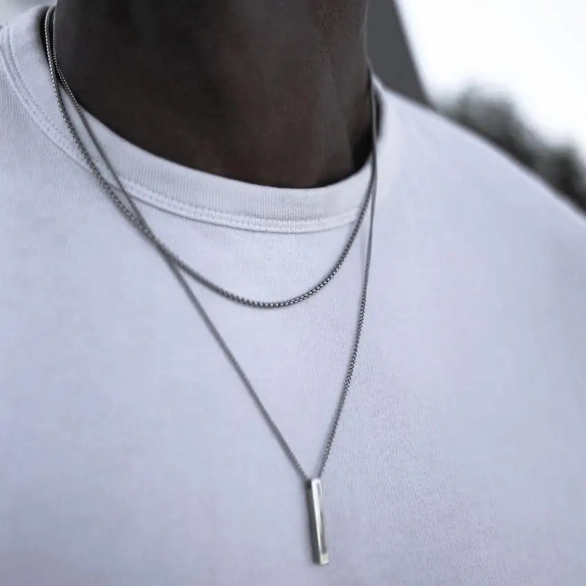 Men Vnox 3D Vertical Bar Necklaces