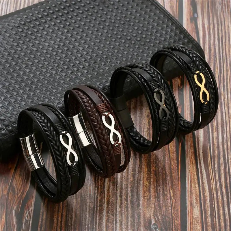 Infinity Symbol Leather Bracelet