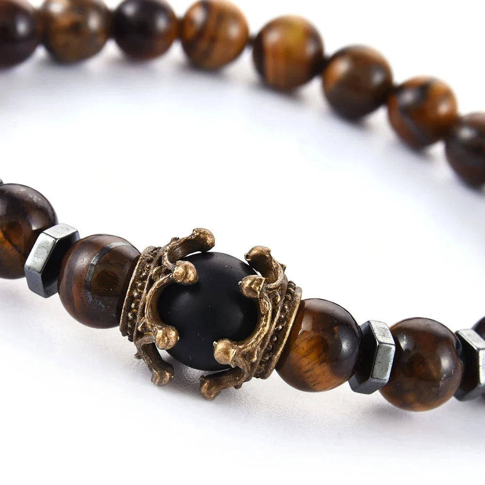 African 8mm Tiger's Eye Men's Bracelet