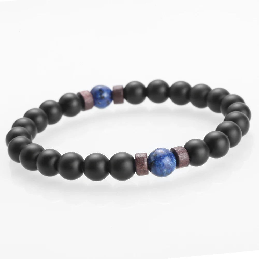 Natural Moonstone & Lava Stone Buddha Bracelet for Men