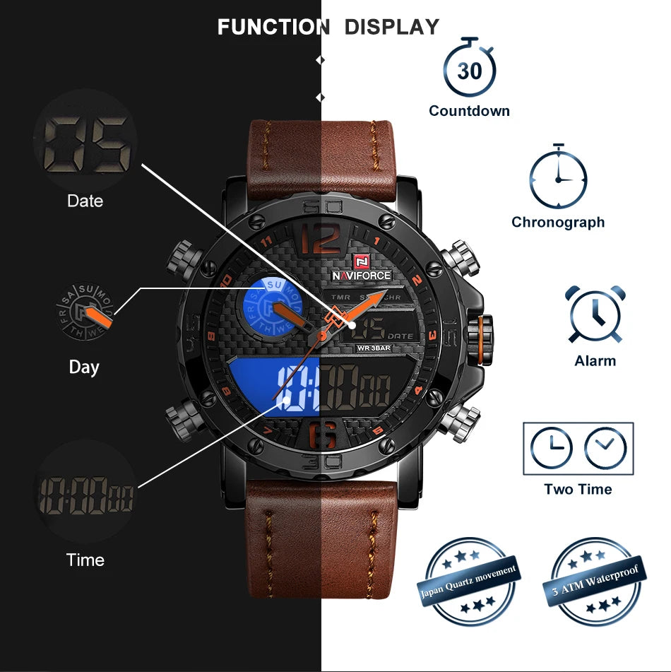 Luxury Leather Sports Watch