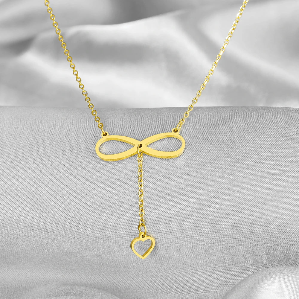 Stainless Steel Infinity Heart Choker Necklace