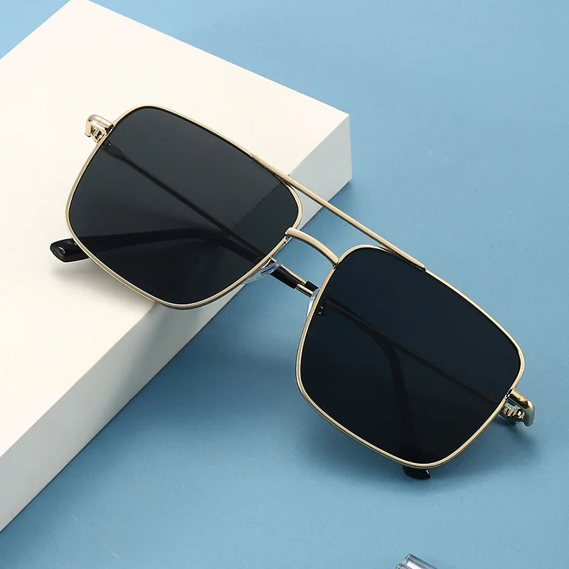 Trendy Double Beam Square Sunglasses