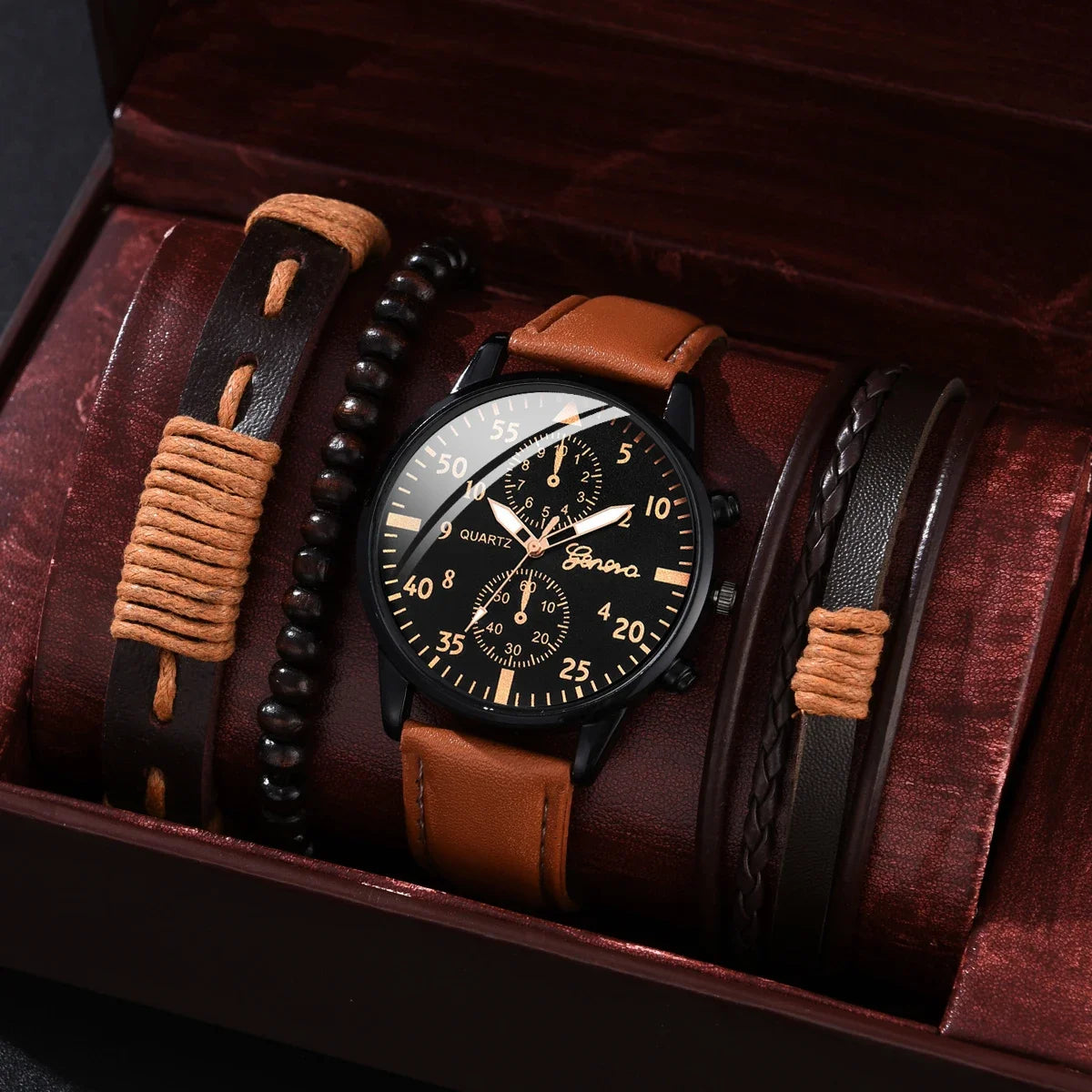 Men's Luxury Leather Quartz Watch Gift