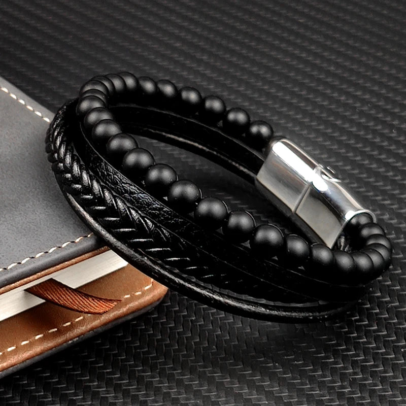 tone Multi-Layer Leather Bracelet