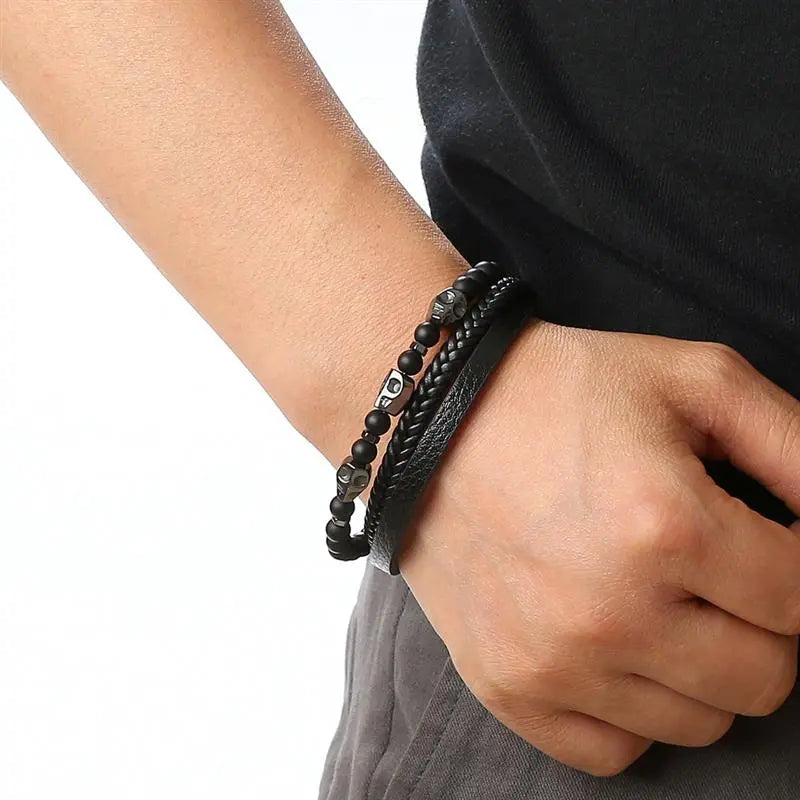 Eye Beaded Leather Bracelet