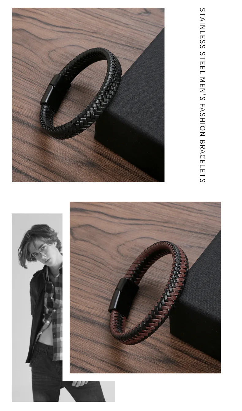 Punk Alloy Buckle Leather Bracelet