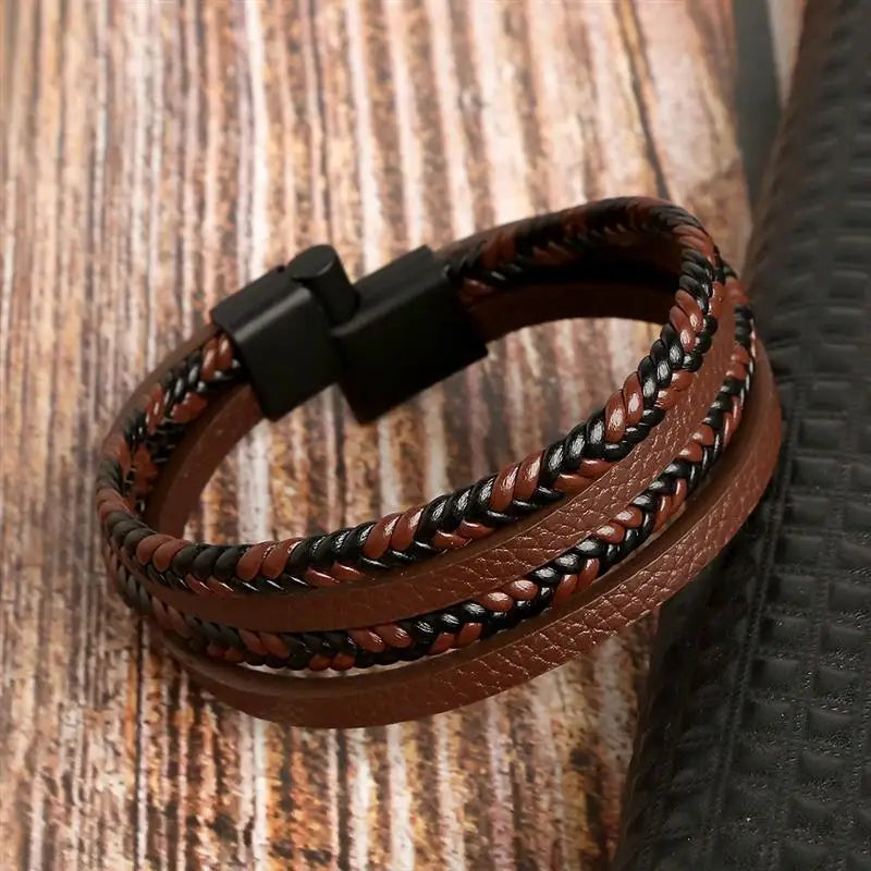 Braided Leather Multi-Layer Bracelet