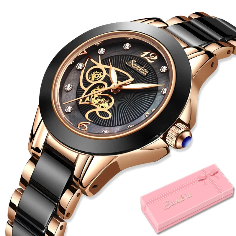 Women's Black Ceramic Diamond Watch