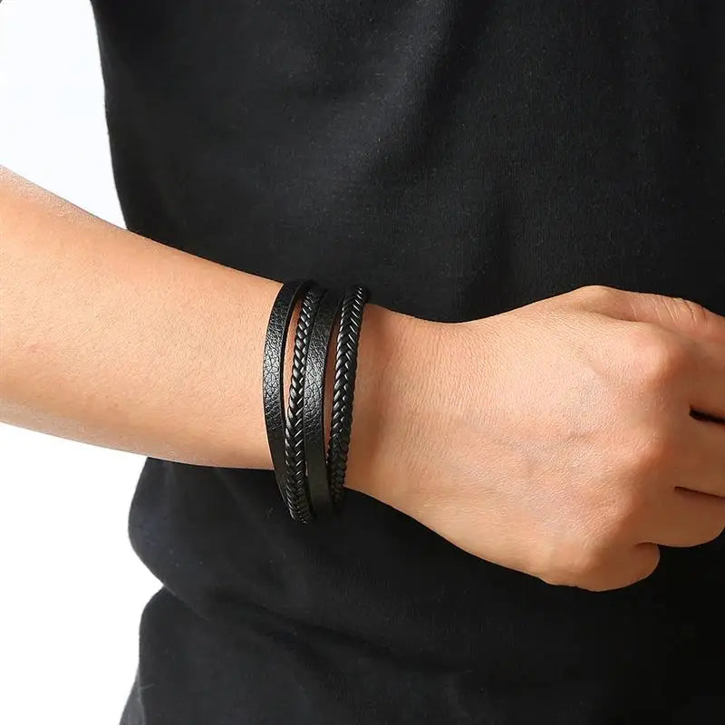 Braided Leather Multi-Layer Bracelet