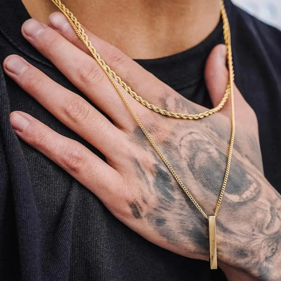 Men Vnox 3D Vertical Bar Necklaces