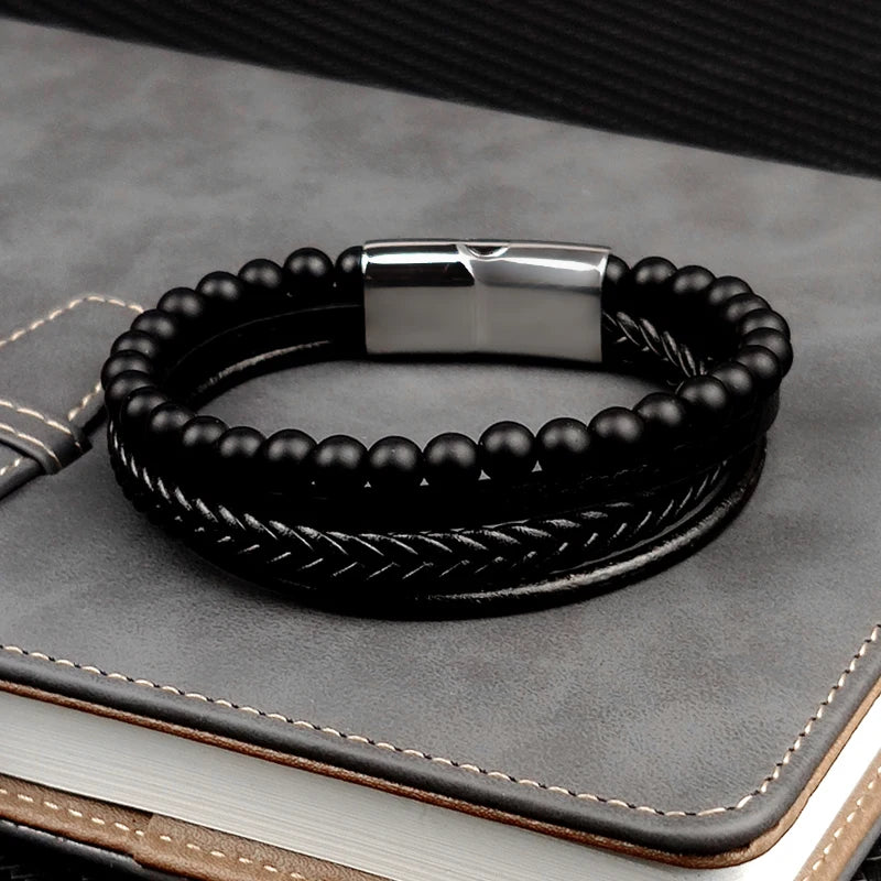 tone Multi-Layer Leather Bracelet