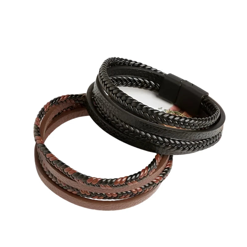 Braided Leather Multi-Layer Bracelet