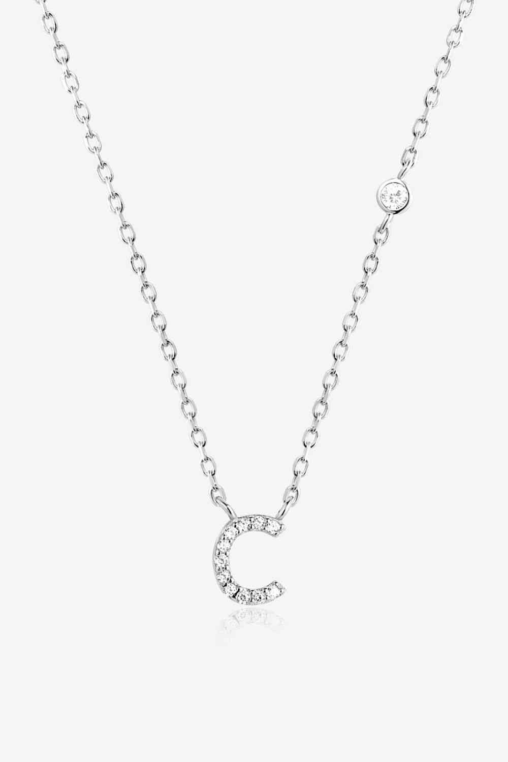 A To F Zircon Silver Necklace