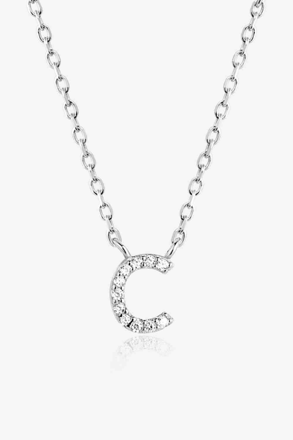 A To F Zircon Silver Necklace