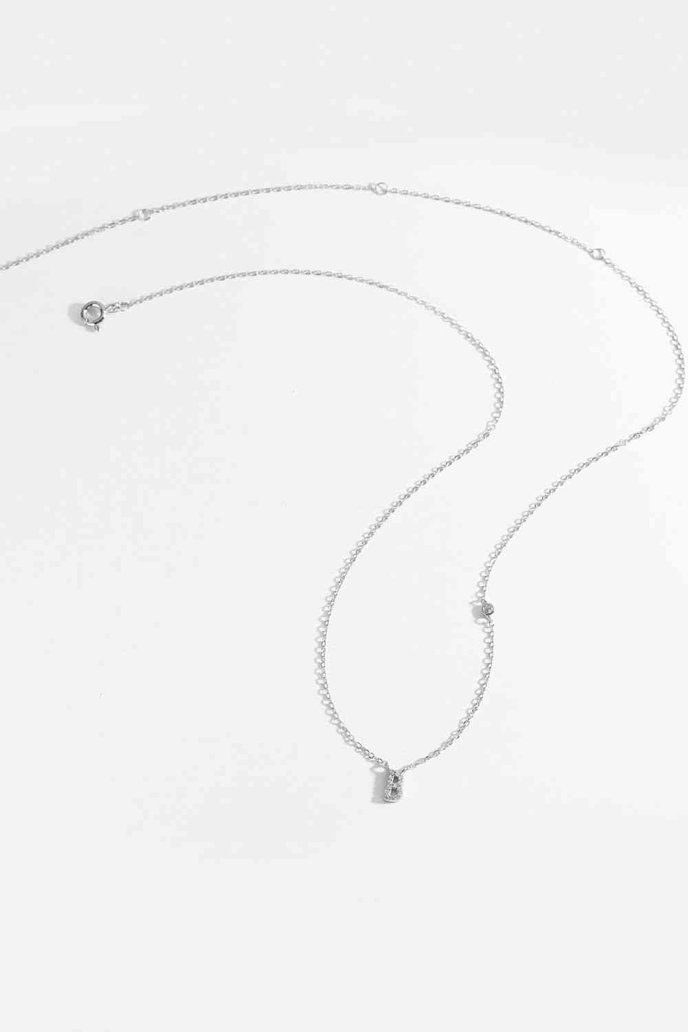 A To F Zircon Silver Necklace