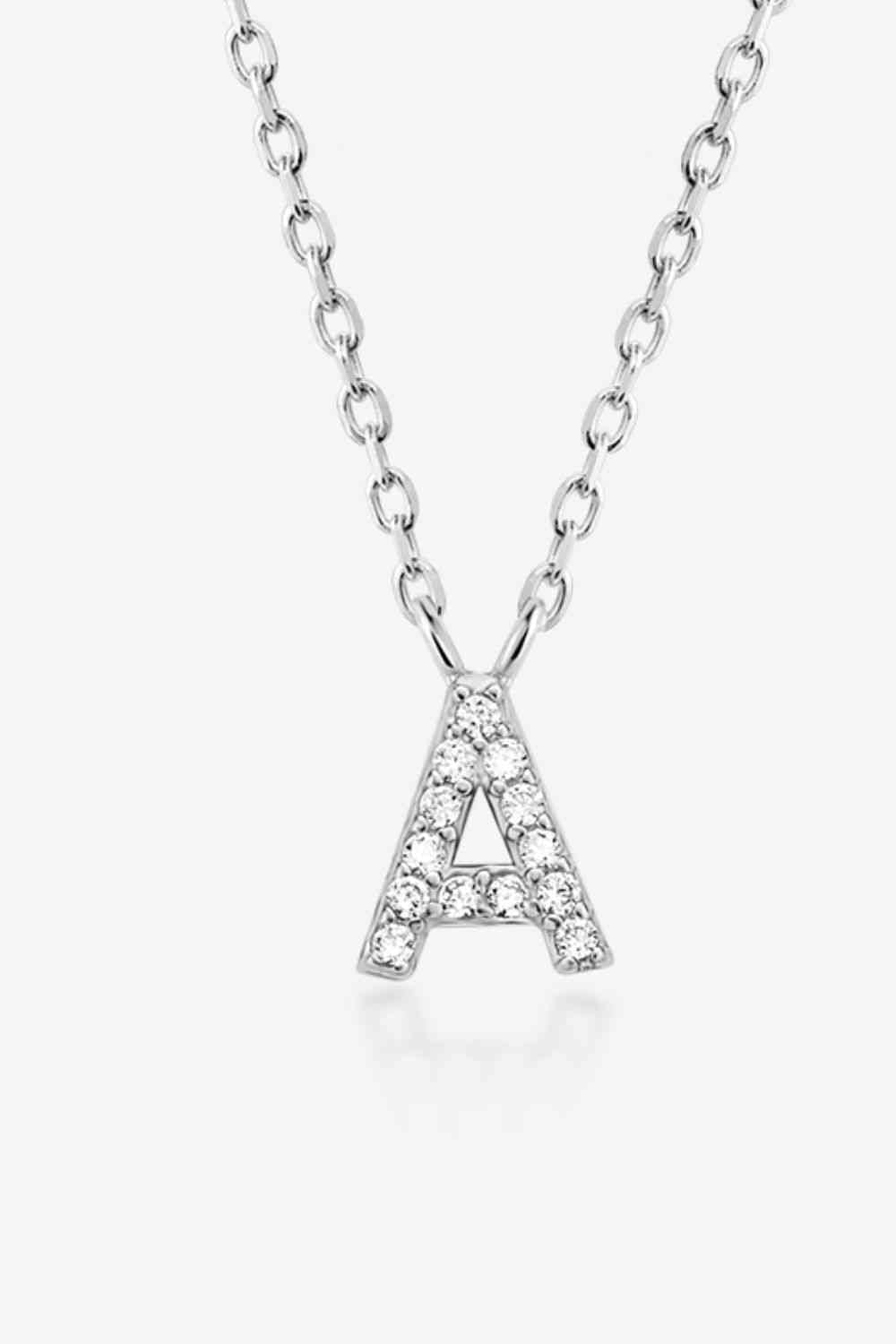 A To F Zircon Silver Necklace