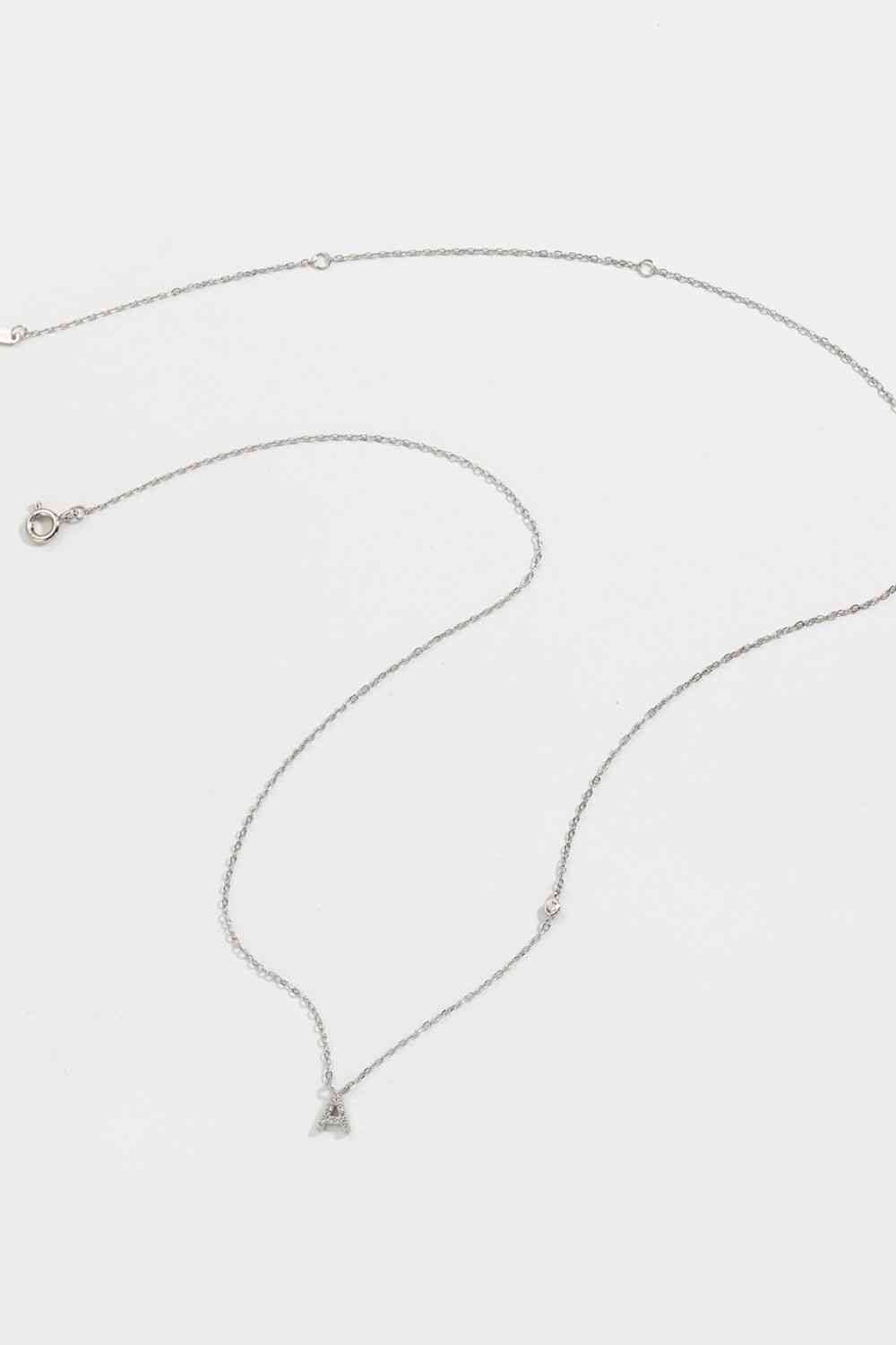 A To F Zircon Silver Necklace