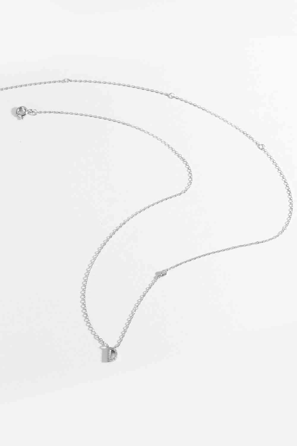 A To F Zircon Silver Necklace