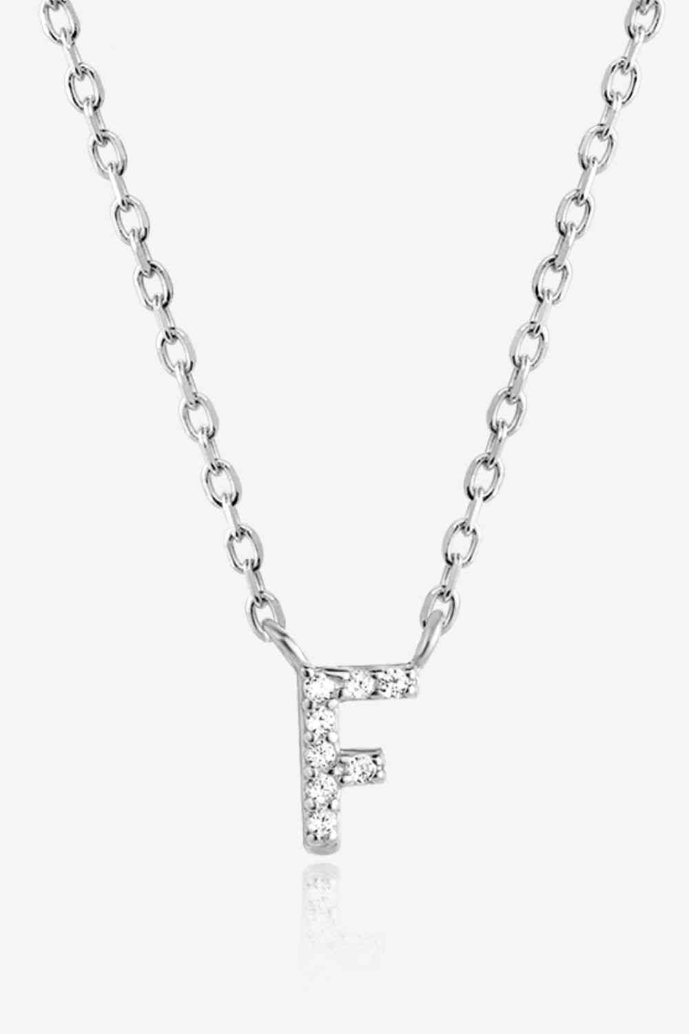 A To F Zircon Silver Necklace