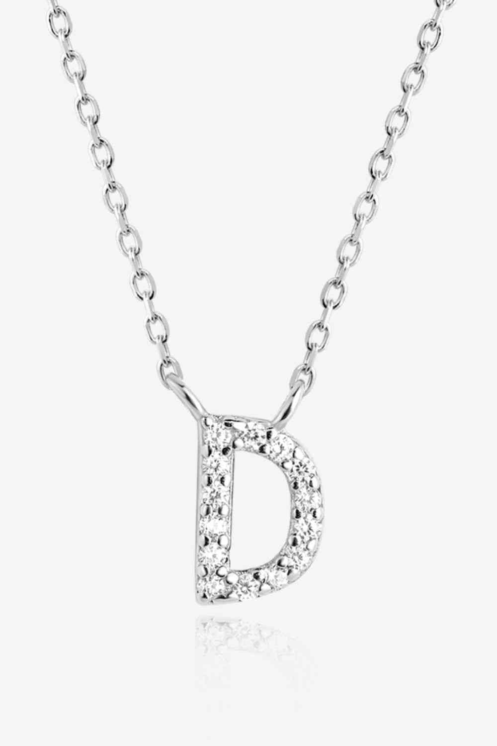 A To F Zircon Silver Necklace