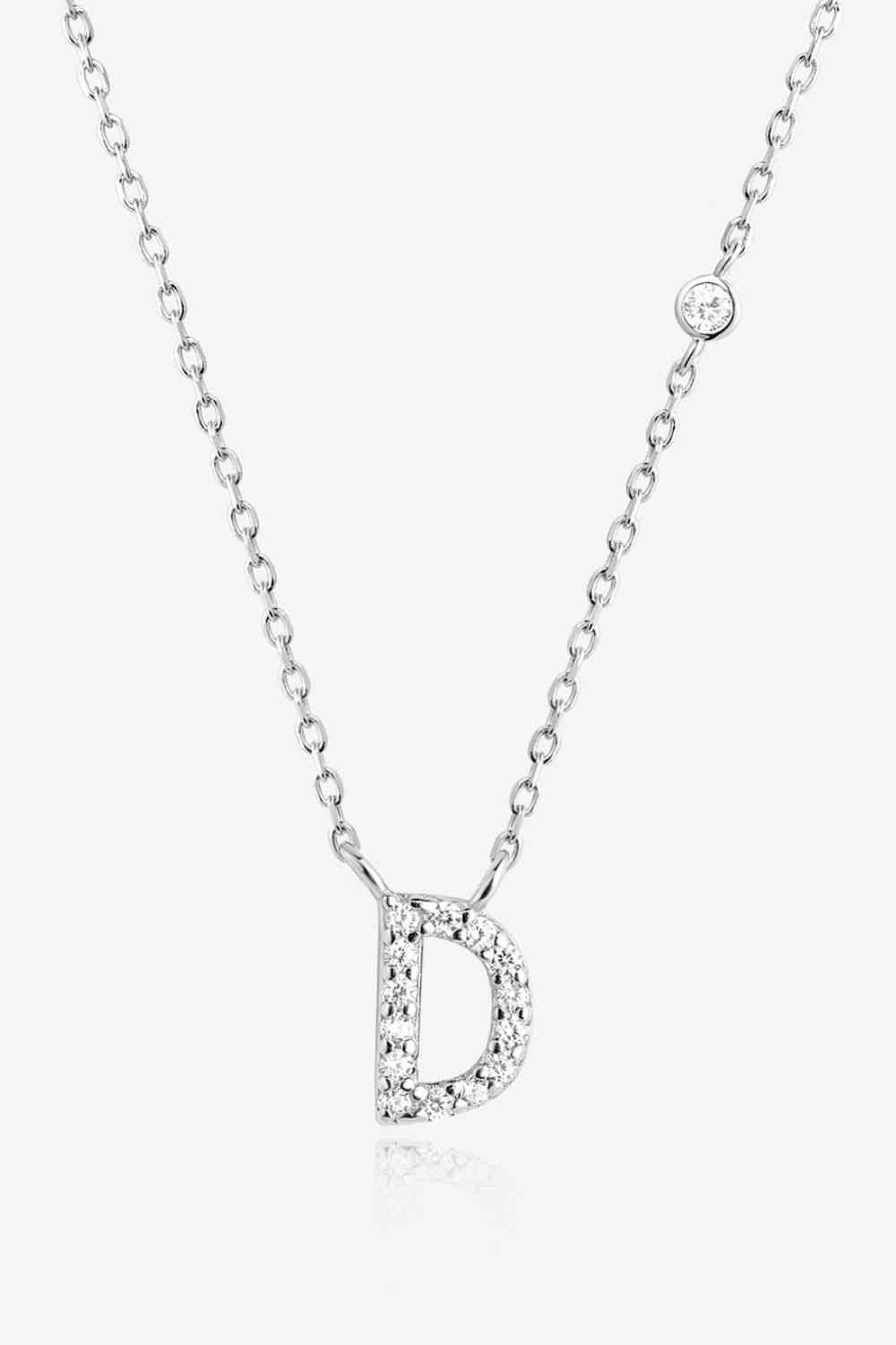 A To F Zircon Silver Necklace