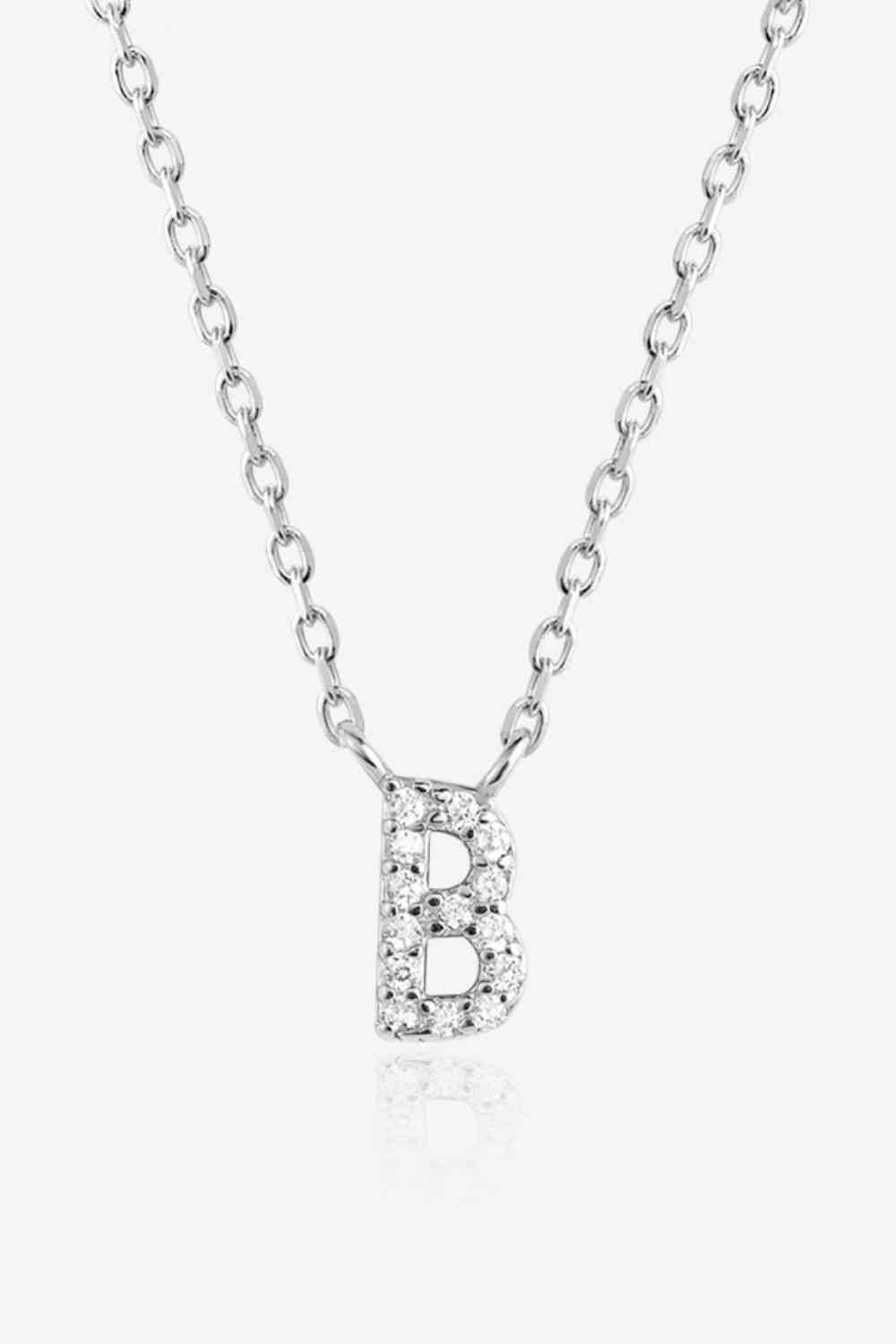 A To F Zircon Silver Necklace