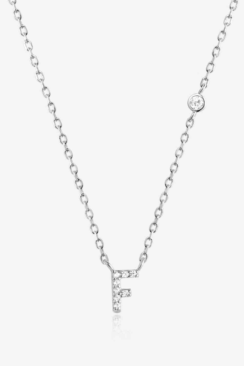 A To F Zircon Silver Necklace