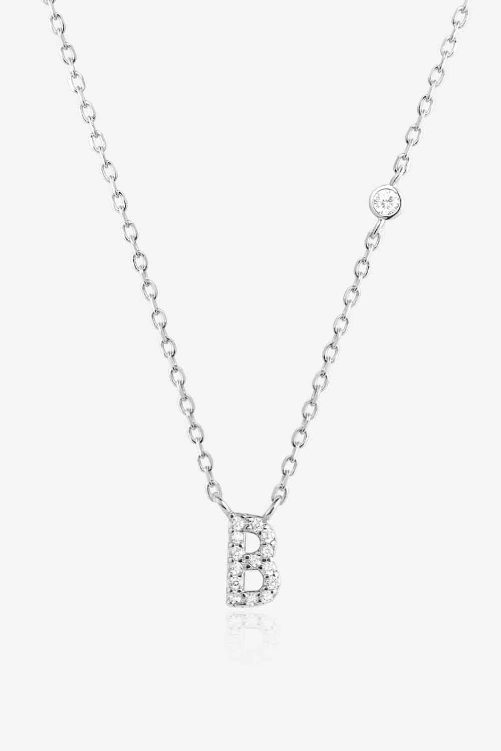 A To F Zircon Silver Necklace